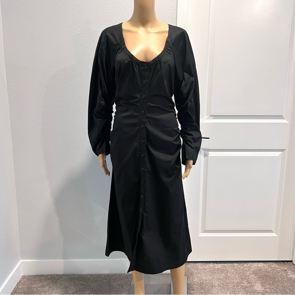 Who What Wear Women’s Tiffany Scoop-Neck Midi Long Sleeve Black Dress Medium - Picture 3 of 12